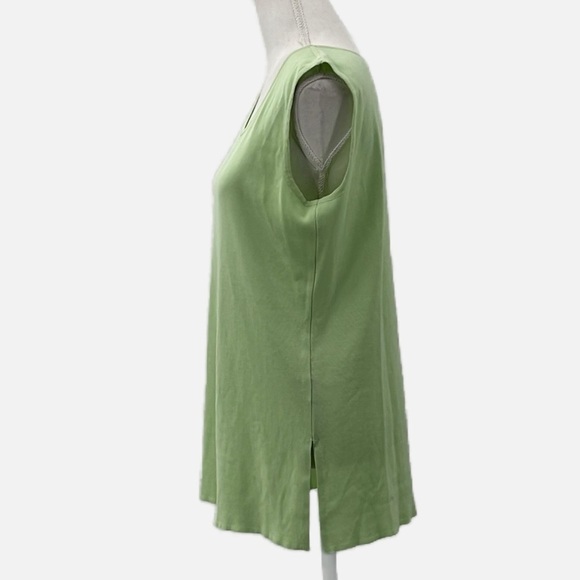 Misook Classic Knit Tank Top Scoop Neck Side Slit in Light Green - Size Medium - Picture 3 of 6
